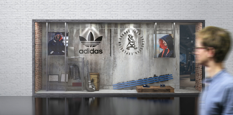 adidas橱窗的品牌店的概念