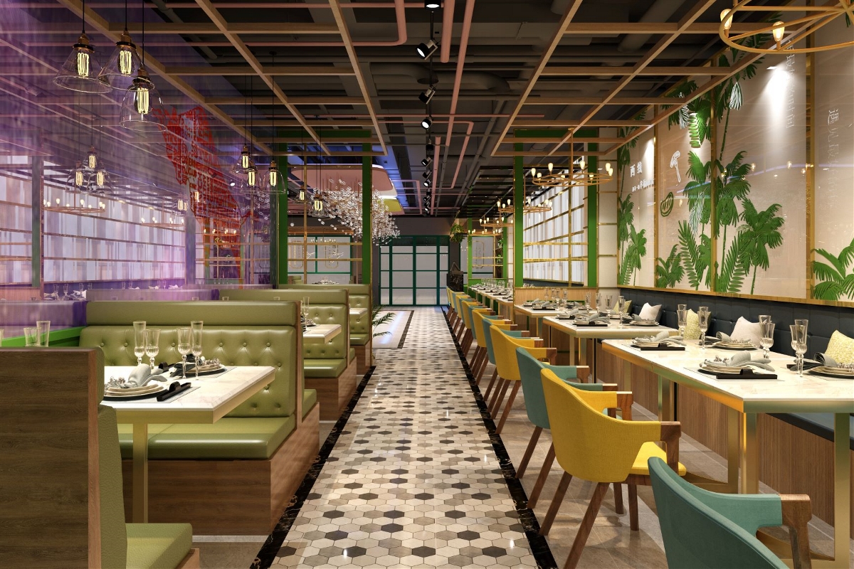 郑州西餐厅设计装修餐饮空间工装设计案例,餐饮空间装修效果图