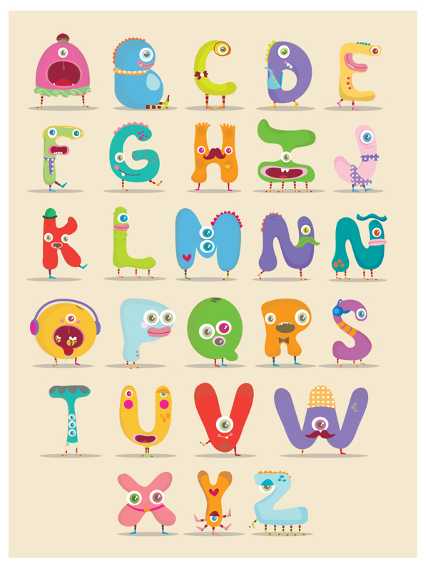 monster illustrated alphabet插画字母设计-古田路9号-品牌创意/版权