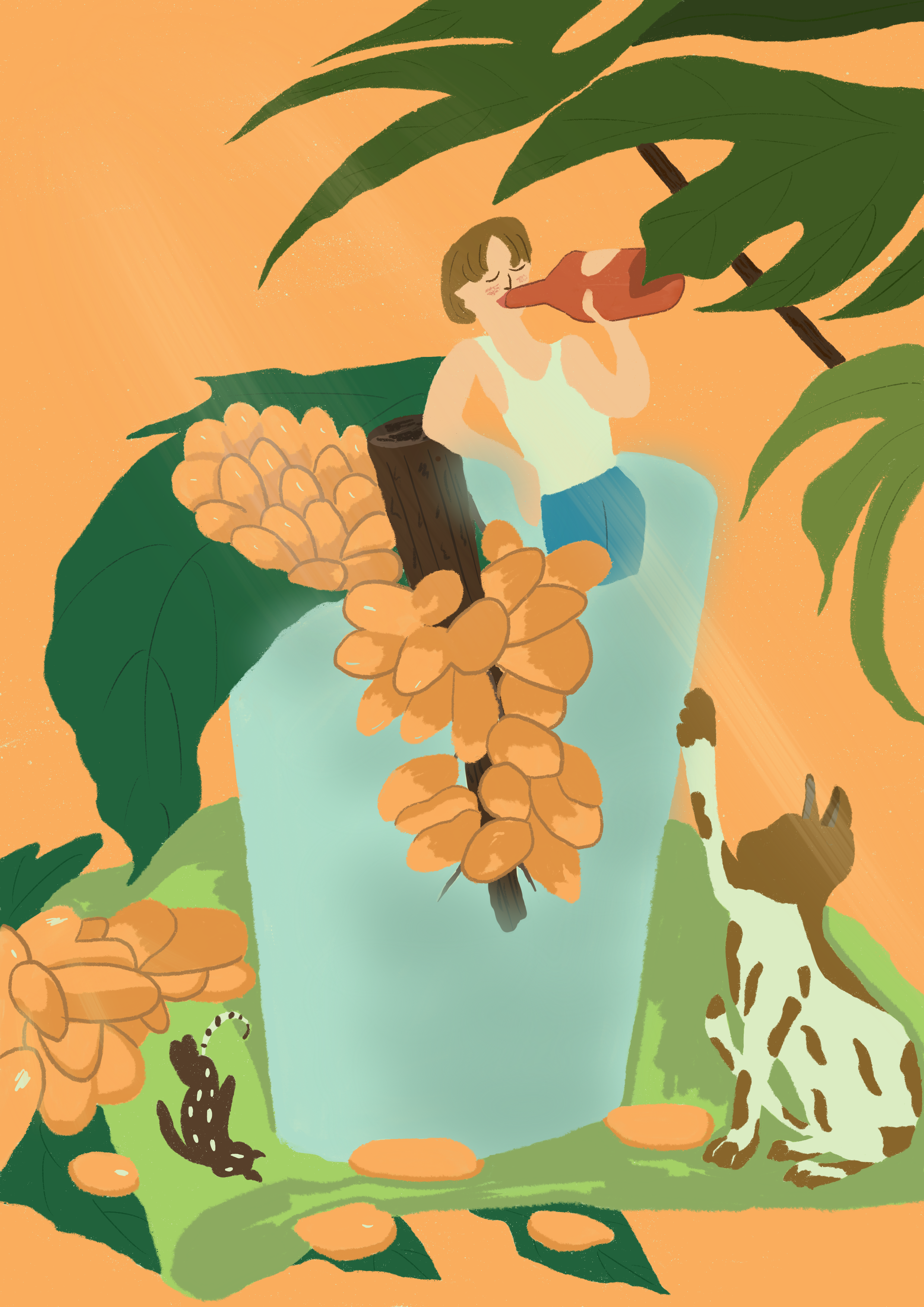 沉浸于果酒的小男孩