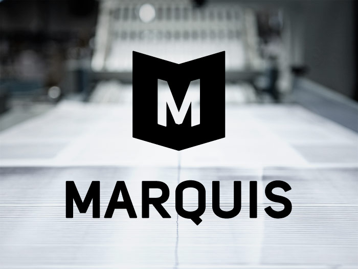 le nouveau logo noir et blanc de marquis, un monogramme inséré