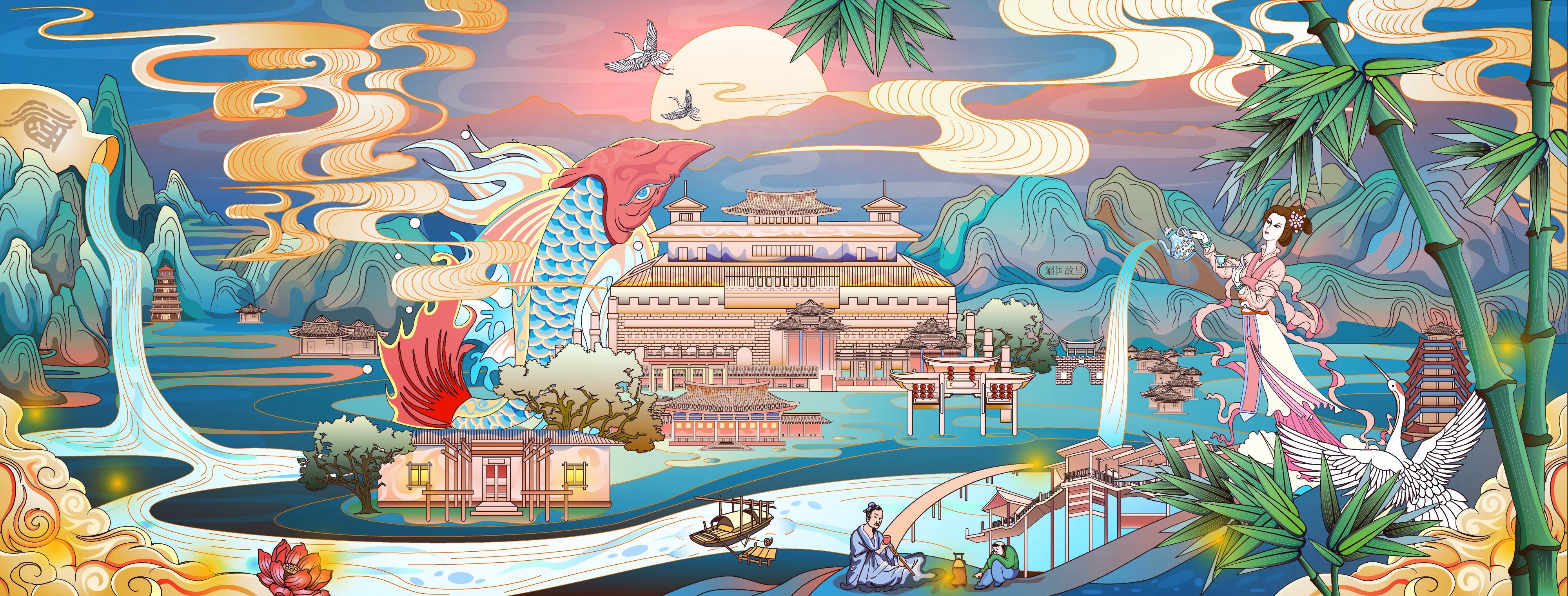 插画矢量场景国潮