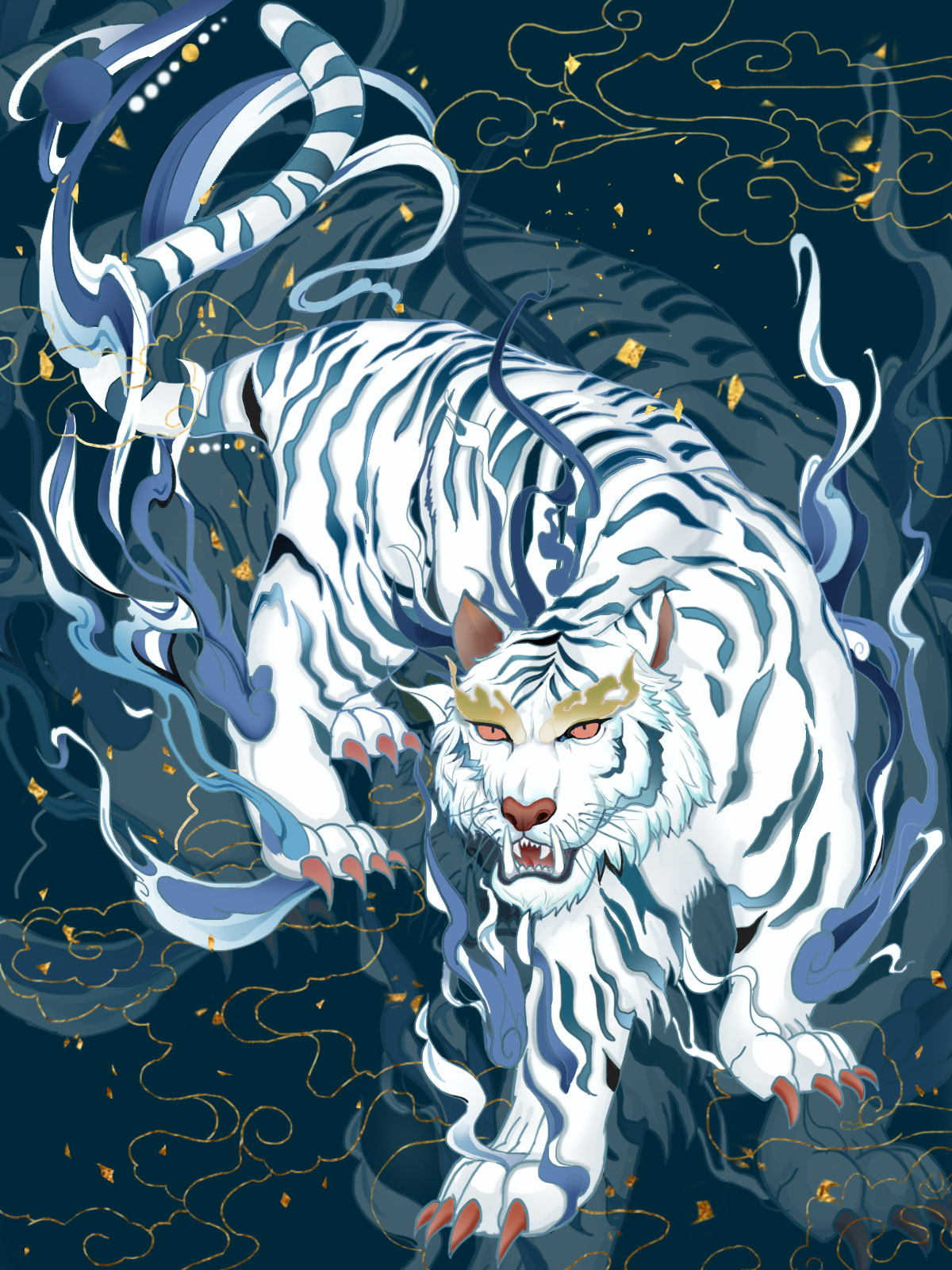 国潮插画白虎神兽包装-古田路9号-品牌创意/版权保护平台