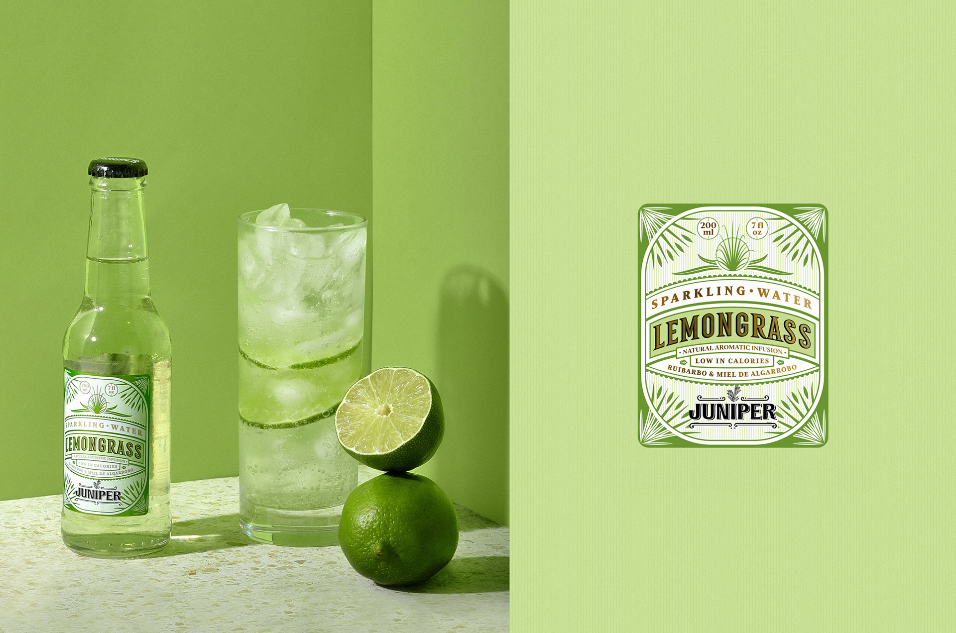 饮品瓶贴包装设计清新手绘线条轻奢-古田路9号-品牌创意/版权保护平台