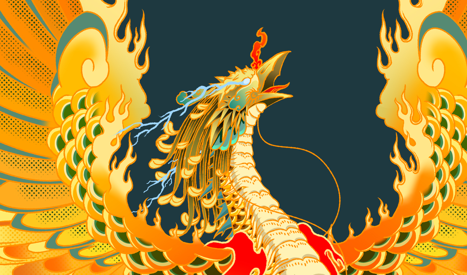 局部细节赛事的标志以凤凰为原型,"凤凰涅槃,浴火重生",这很符合我们