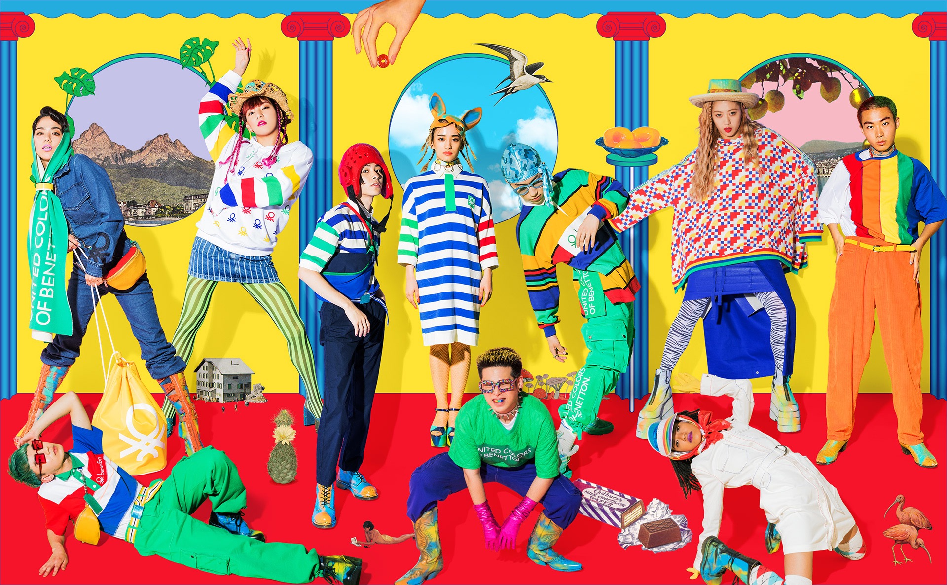 撞色拼贴插图人物摄影搭配