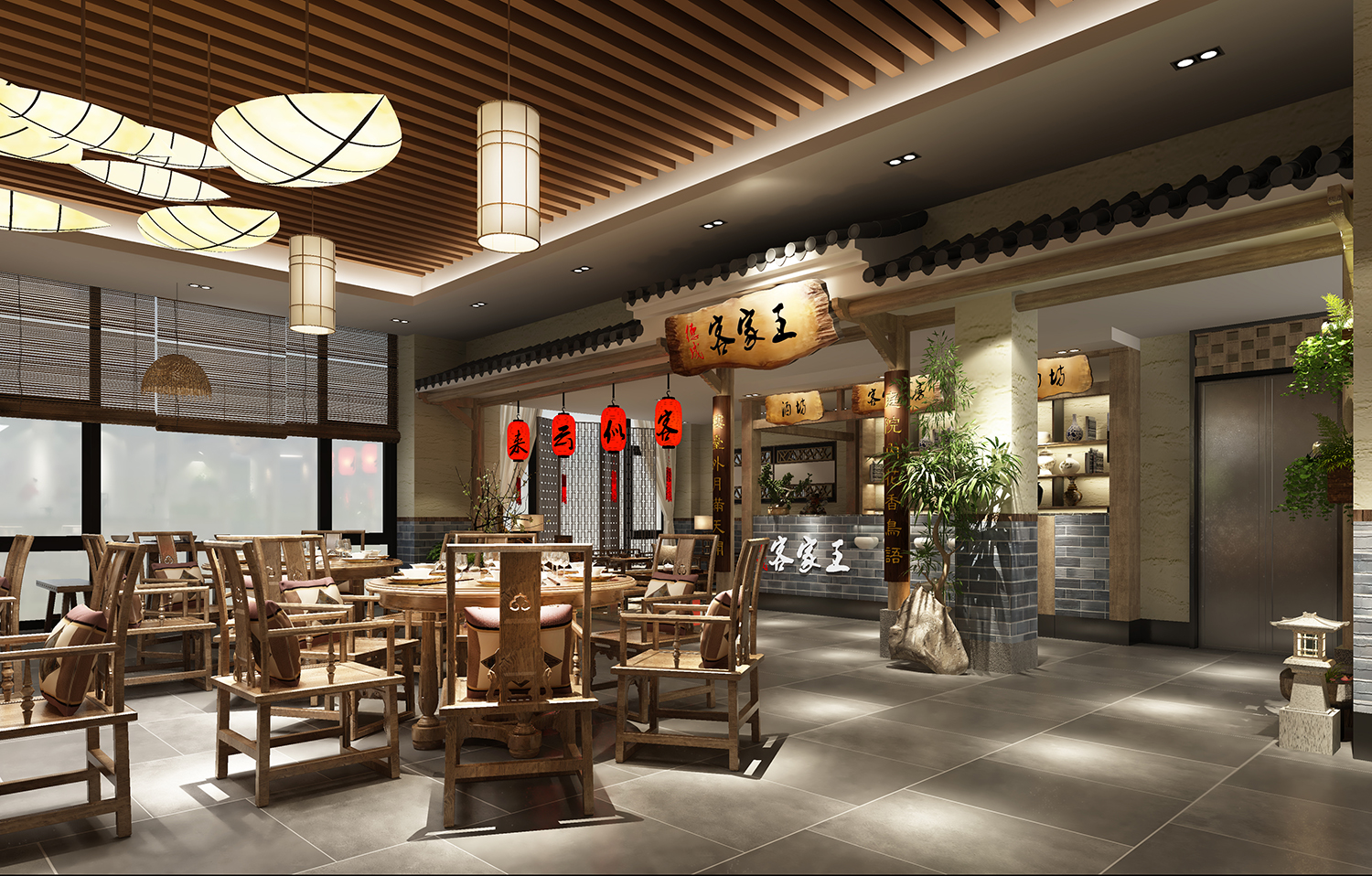 历思力作客乡古色德成客家王餐厅室内设计