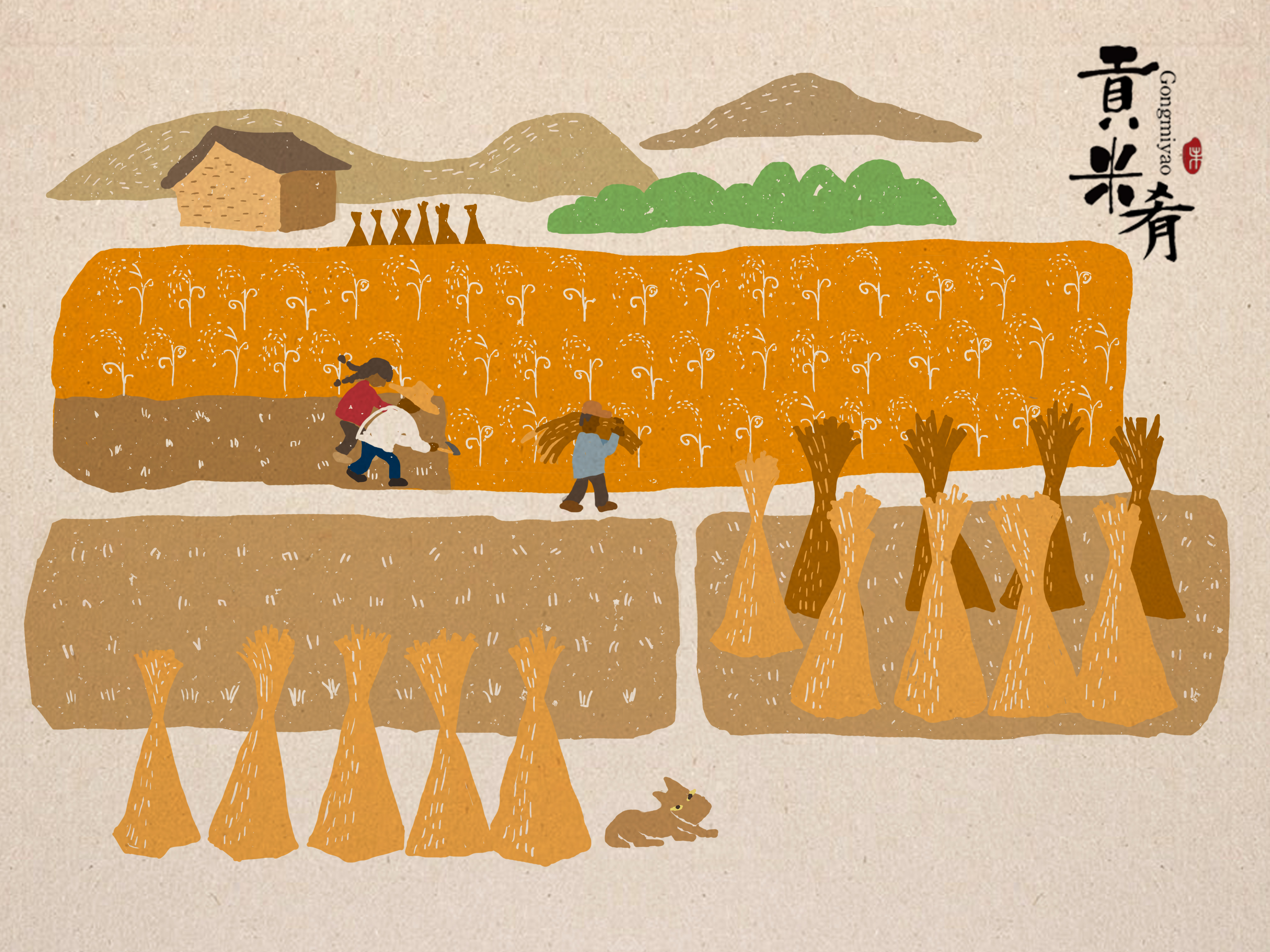 春耕夏耘秋敛冬藏情怀满满的四季插画