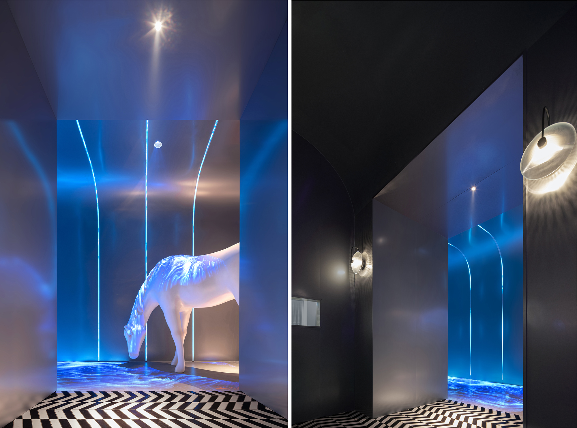 presentation, and the wall is made of stainless steel with fog