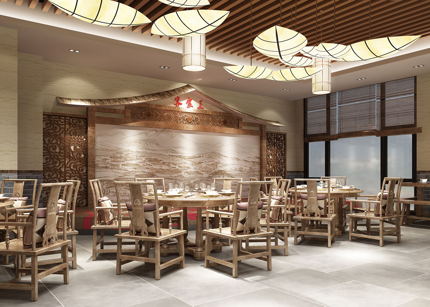 历思力作客乡古色德成客家王餐厅室内设计
