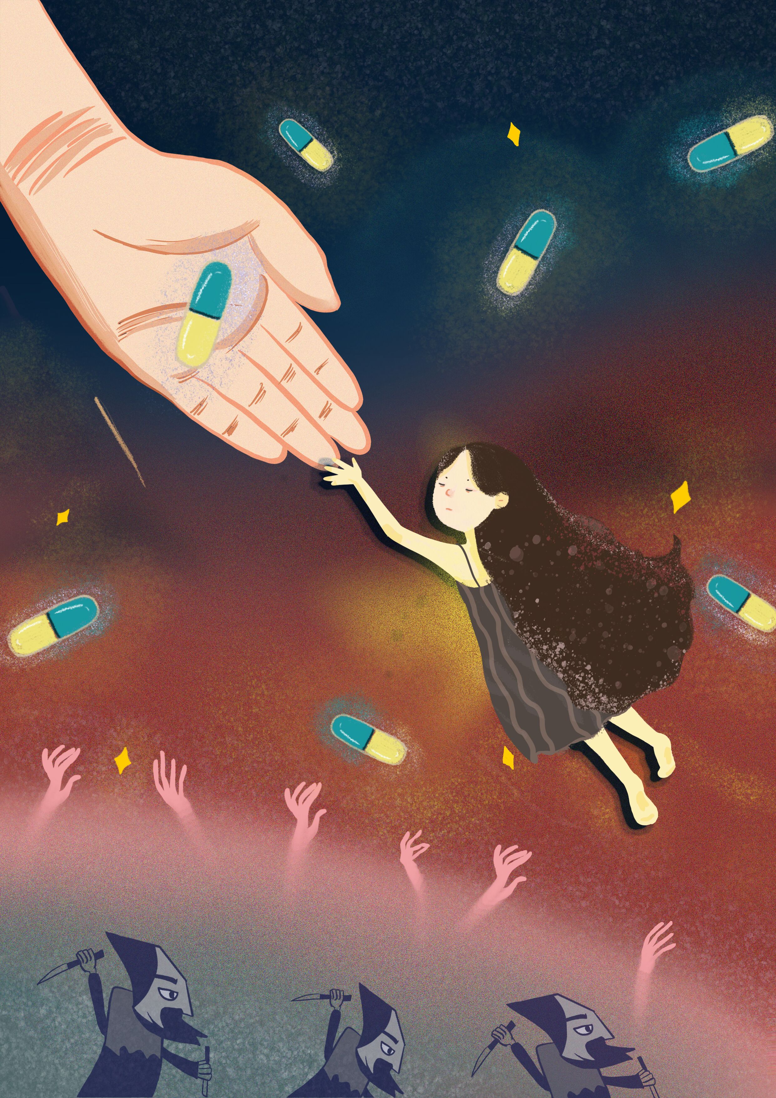 亲爱的抑郁症系列插画设计