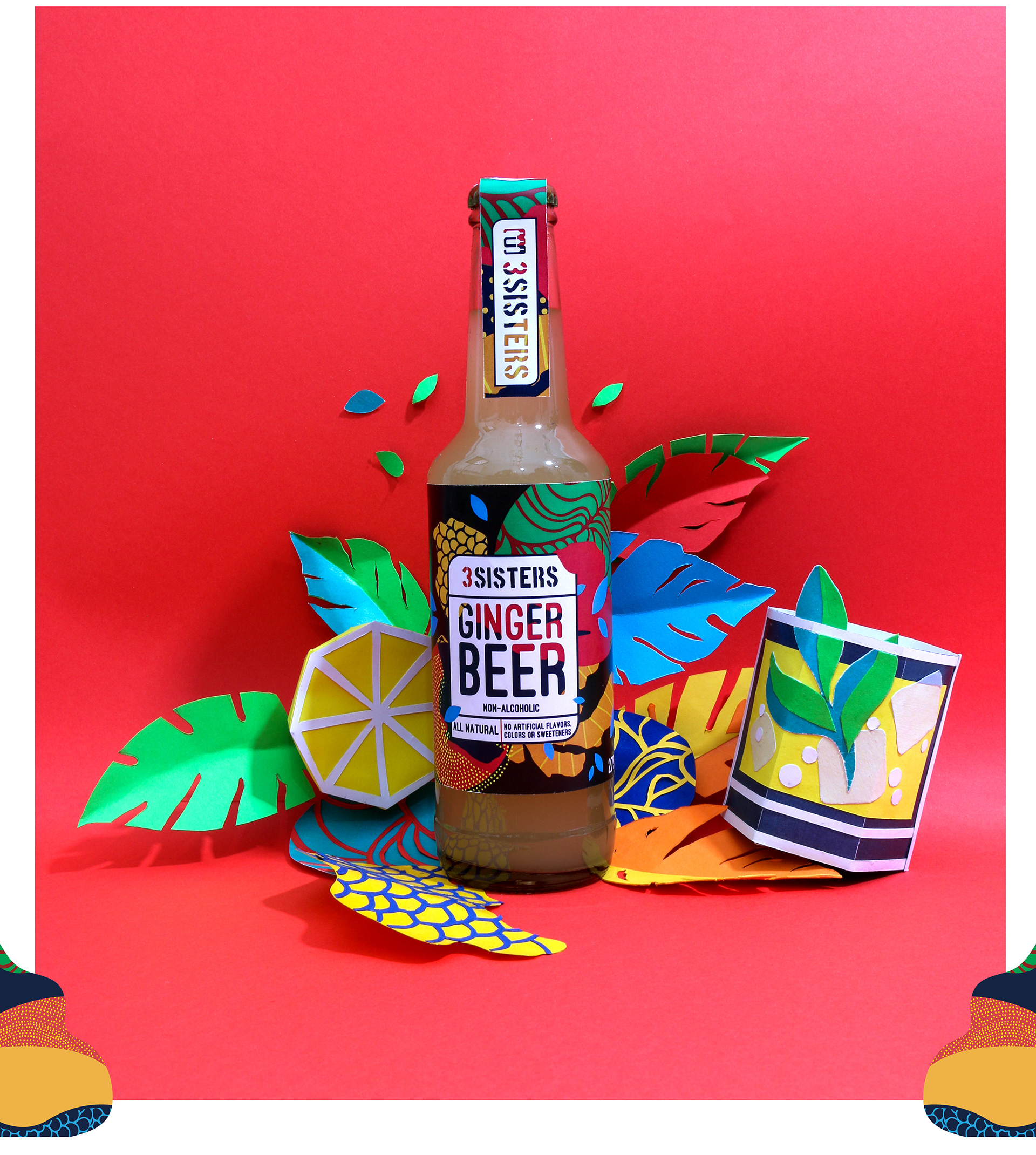 啤酒包装设计酒瓶设计手绘插画艳丽色彩涂鸦