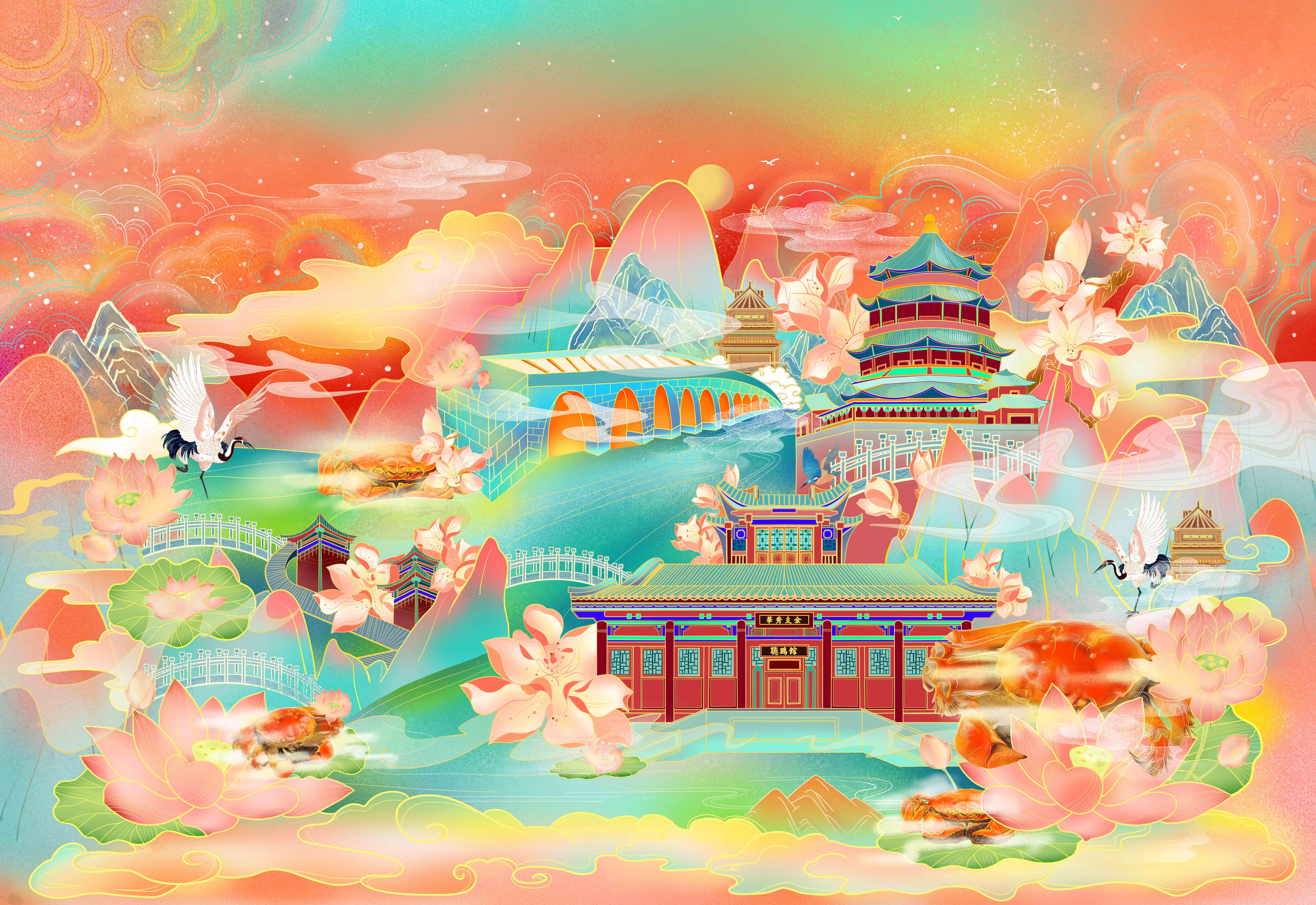 霈约文化三元梅园x颐和园听鹂馆联名特供大螃蟹