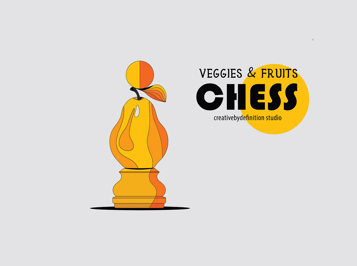 veggiesfruitschess蔬菜水果国际象棋插画