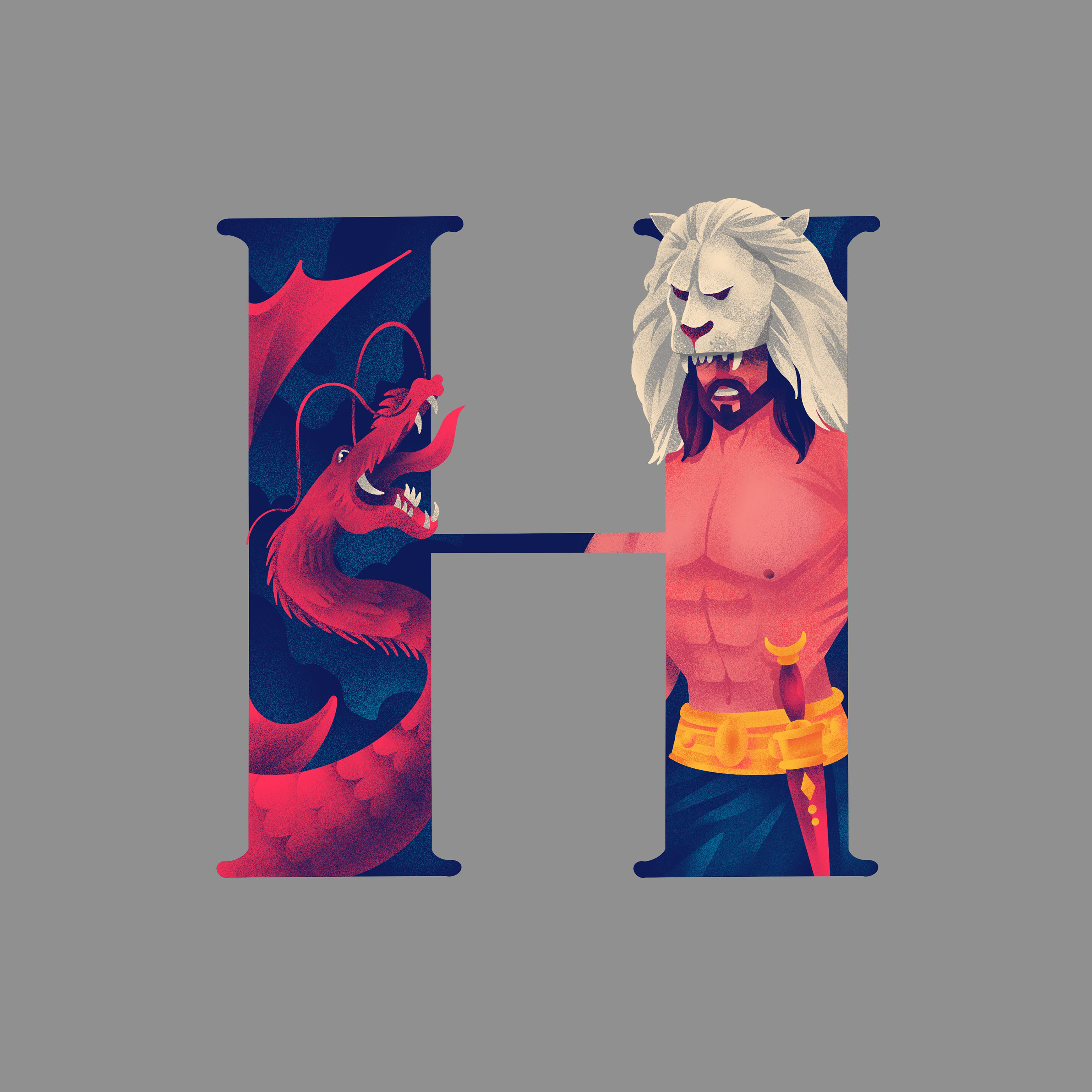 mythological26字母插画字体