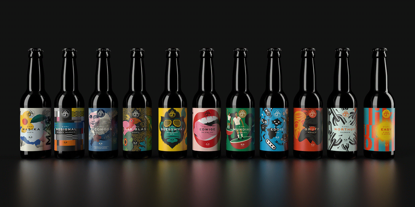 啤酒包装设计酒瓶瓶贴插画手绘