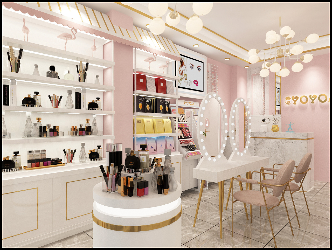 成都美甲店设计轻奢网红ins美甲店设计