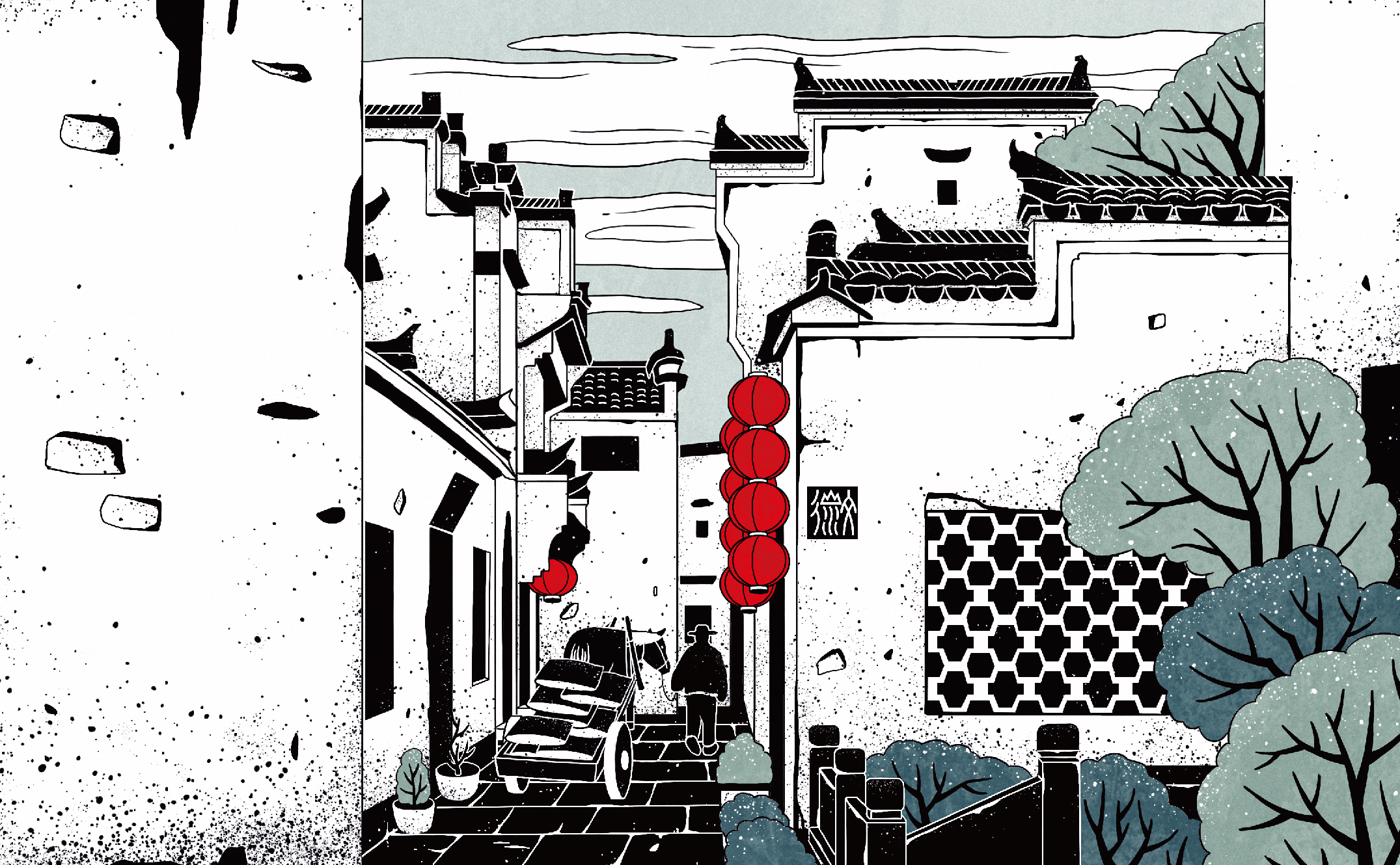 徽州地理插画纪念品设计