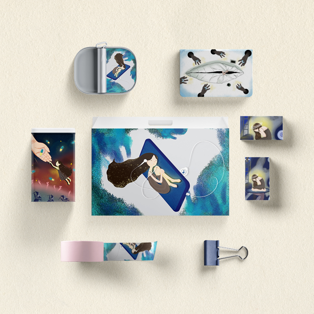 亲爱的抑郁症系列插画设计