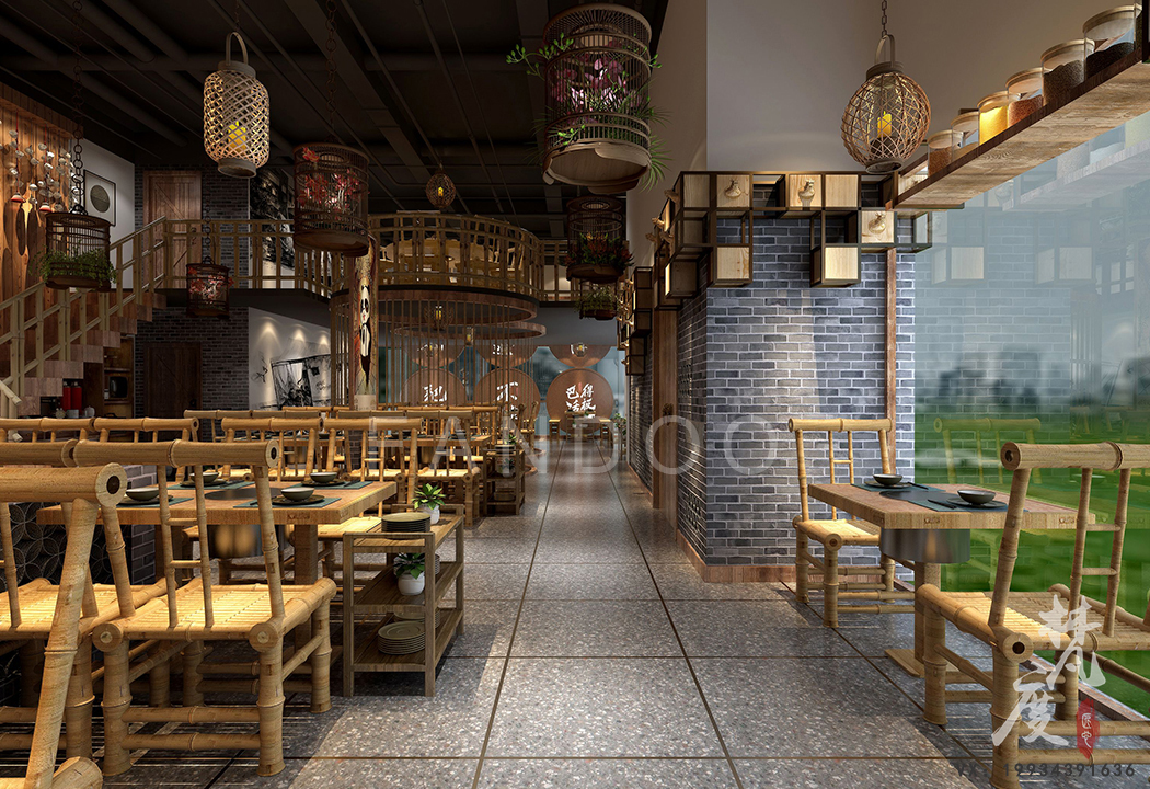 用四川标签熊猫做火锅店场景设计还不来看看装修设计图