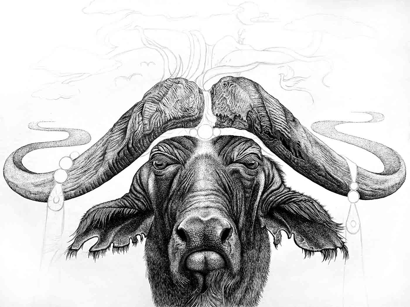 手绘生肖—牛-古田路9号-品牌创意/版权保护平台