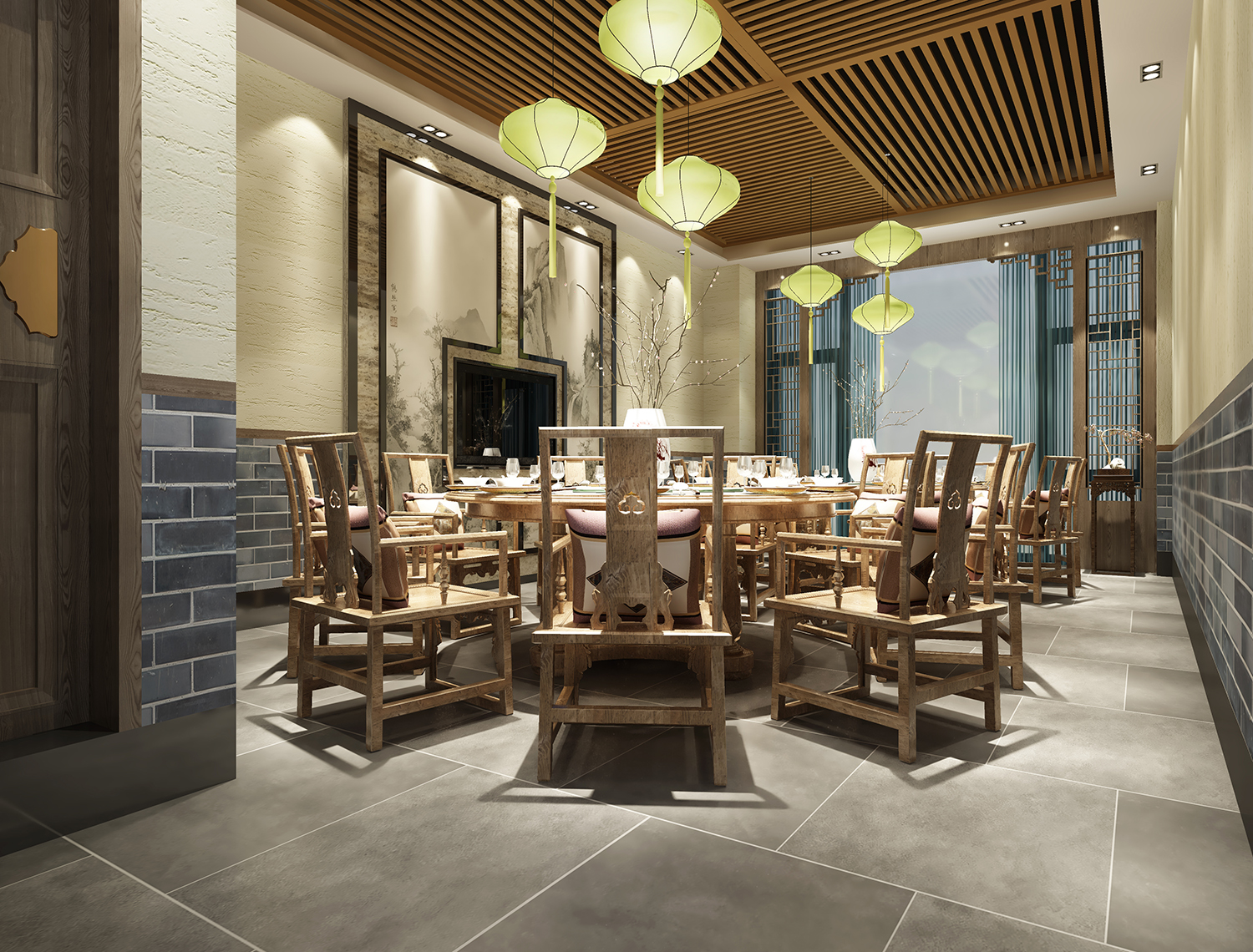 历思力作客乡古色德成客家王餐厅室内设计