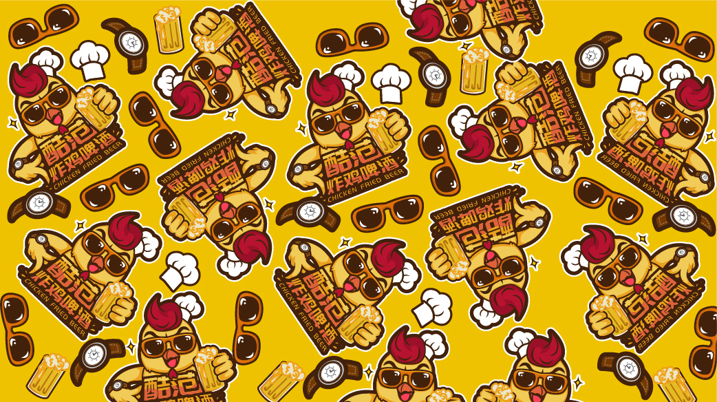 炸鸡啤酒卡通logo