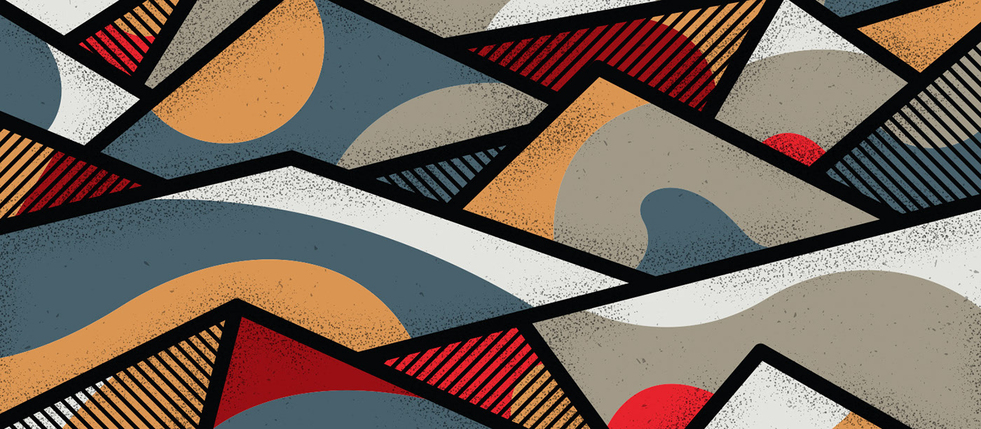 线条波点大色块