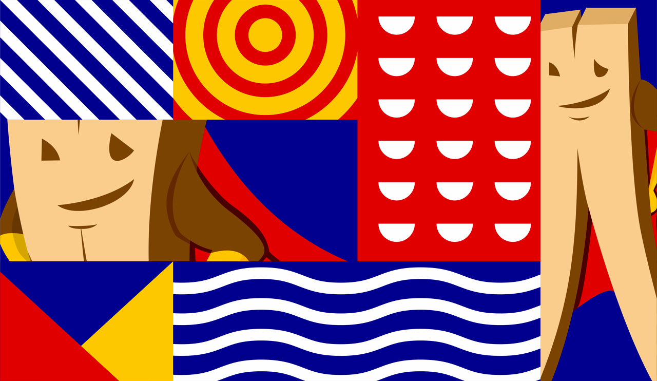 又创作了一整套专属筷感超人的辅助元素--放射性时尚几何图形,运用