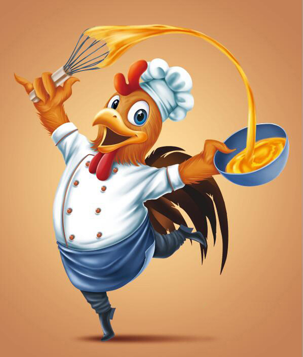 厨师鸡卡通插画设计