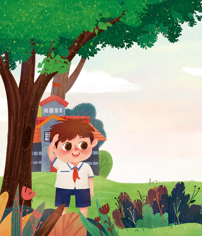 儿童插画敬礼