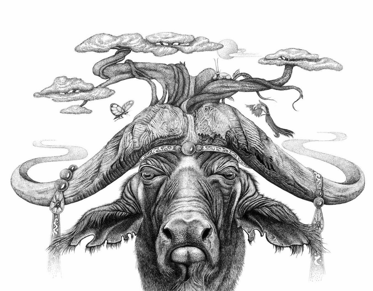 手绘生肖牛