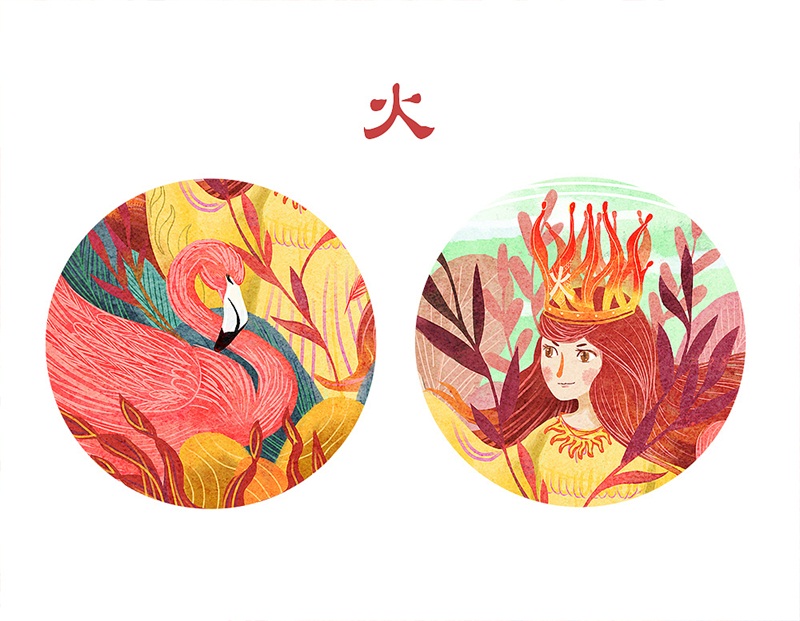 五行插画五行创意少女五行少女插画金木水火土已收藏收藏给他点赞3