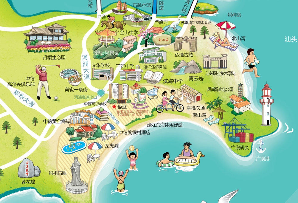 汕头中信度假村手绘地图
