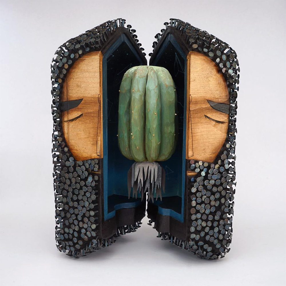 叶子与钉子制作出神秘的人物-古田路9号-品牌创意/版权保护平台