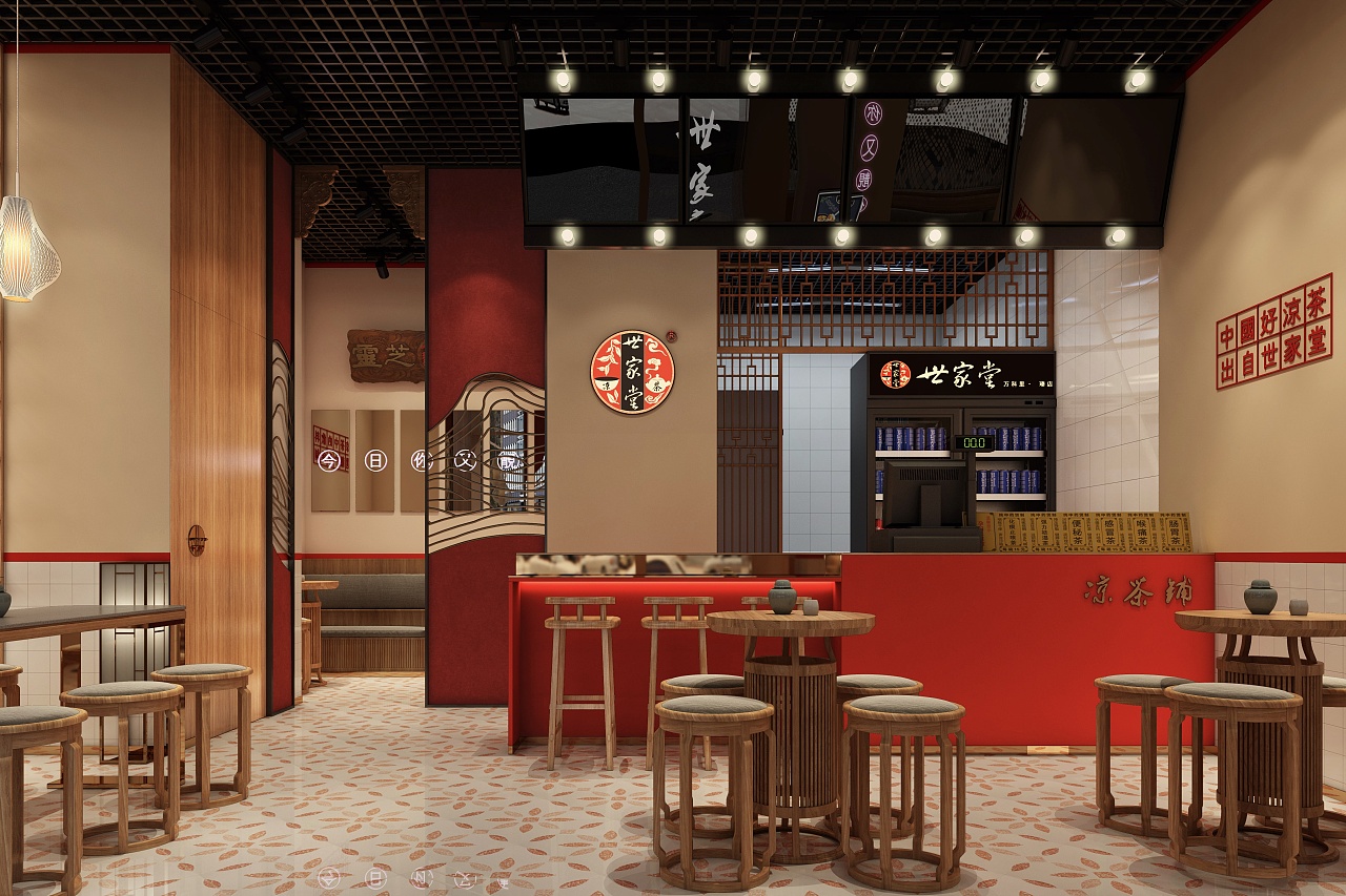 简约气派展示出 新一代凉茶铺未来的方向定位整个设计用新中式融入了