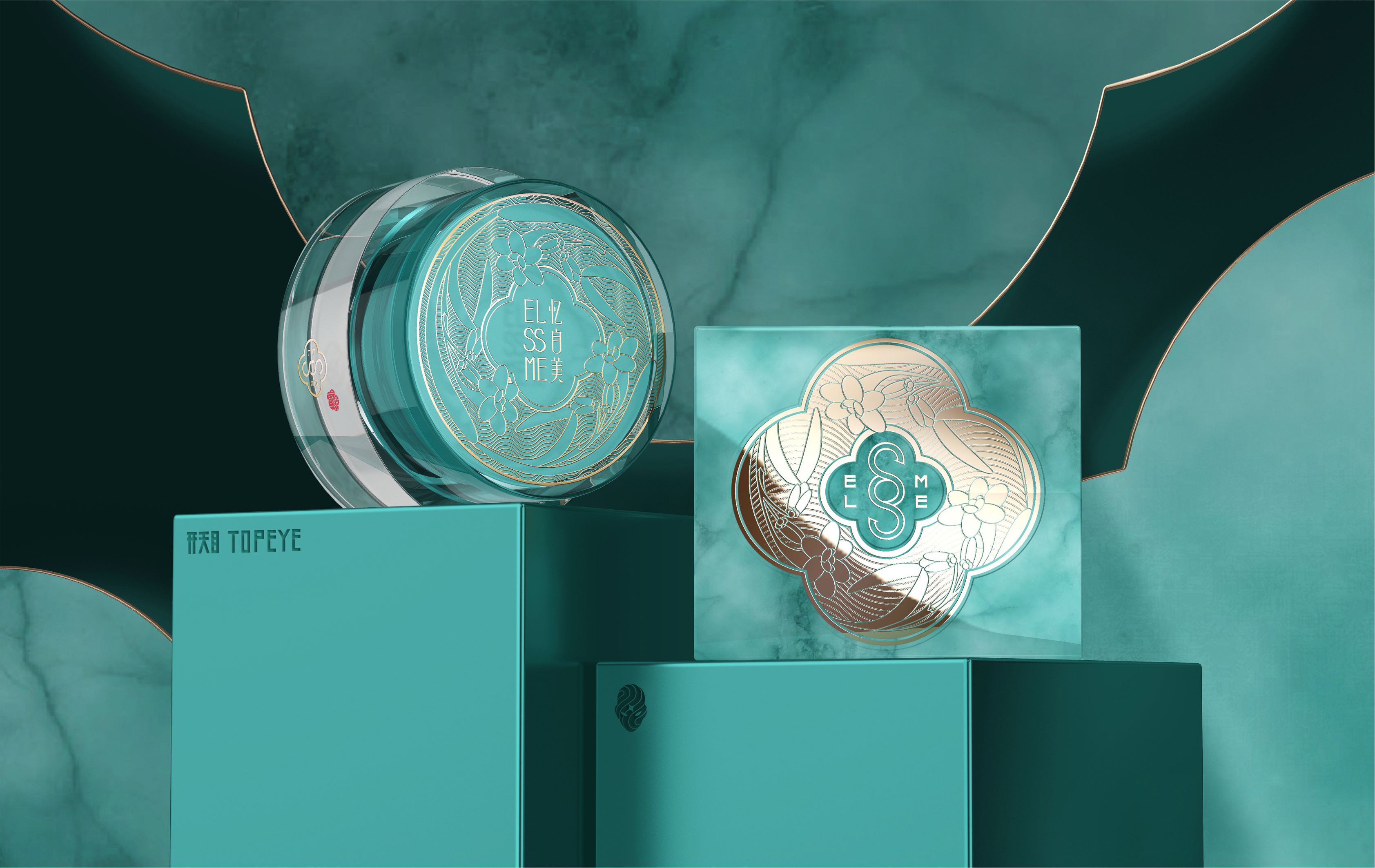 中国风 化妆品 包装设计 金镶玉