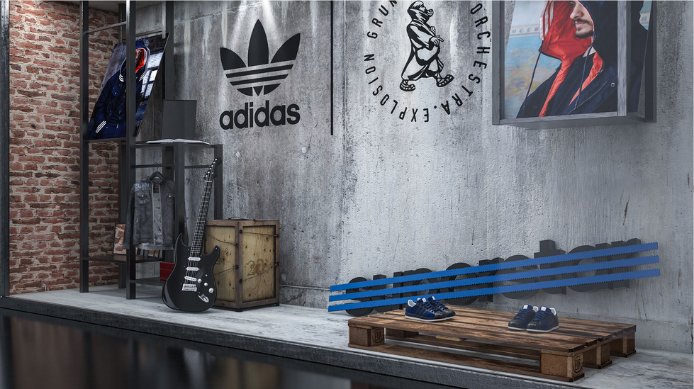 adidas橱窗的品牌店的概念