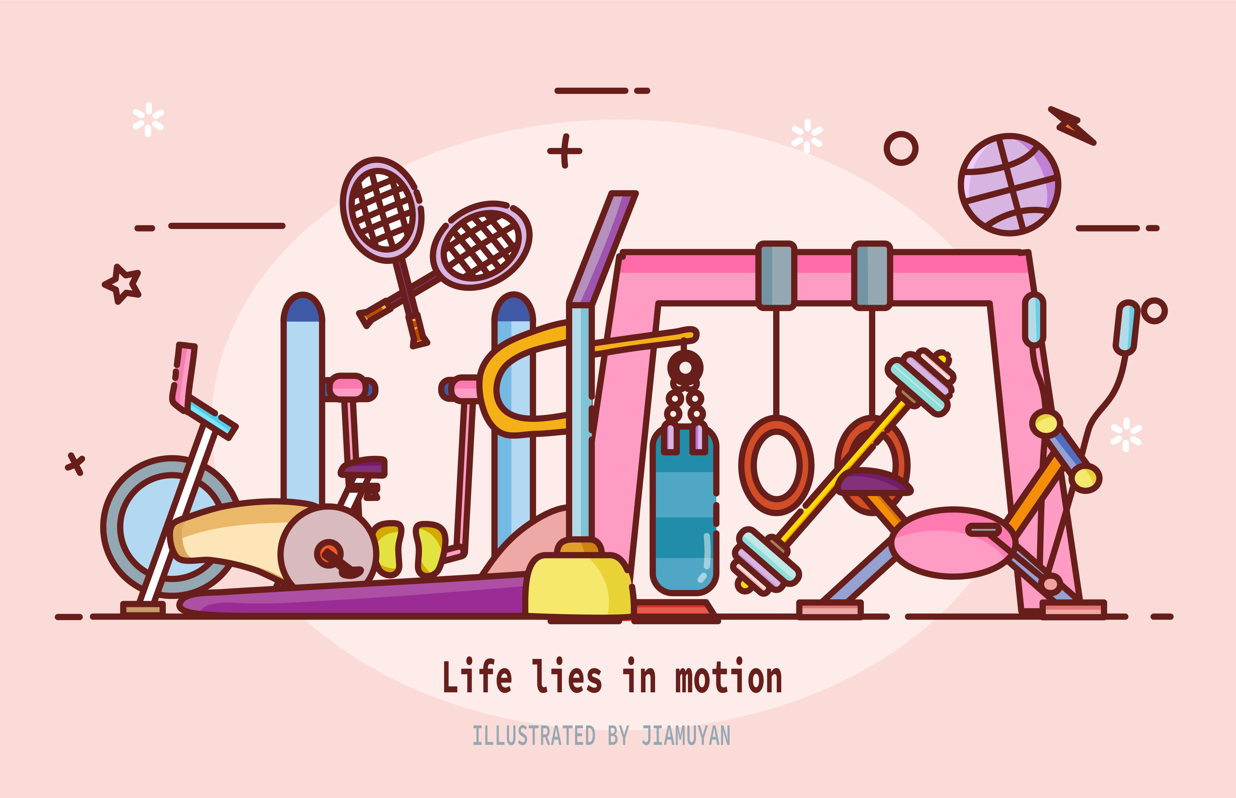 mbe风格运动健身系列插画