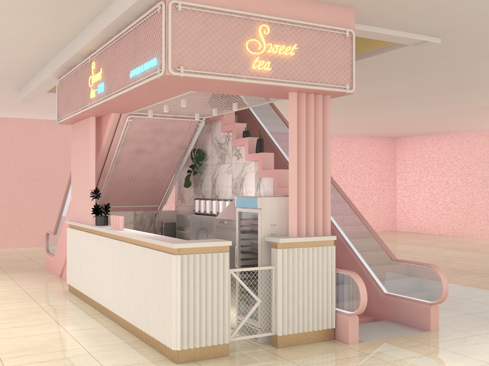 一家粉色的奶茶店