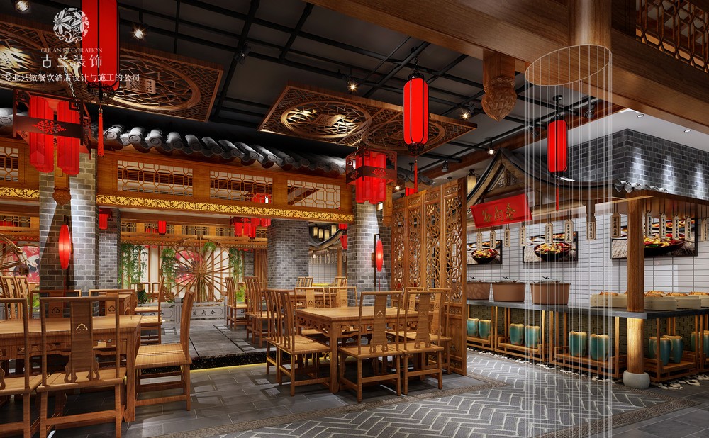 武汉中餐厅设计案例弯弯小厨餐厅古田江胖子旗舰店