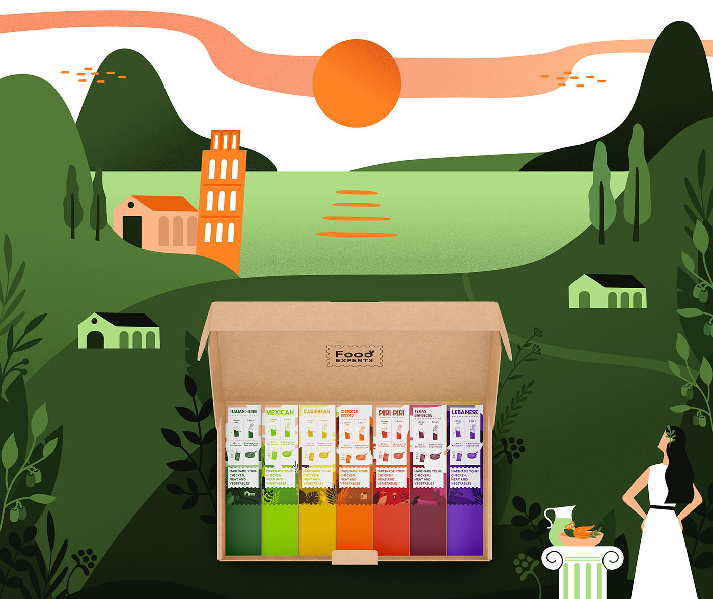 食品包装设计手绘扁平插画包装