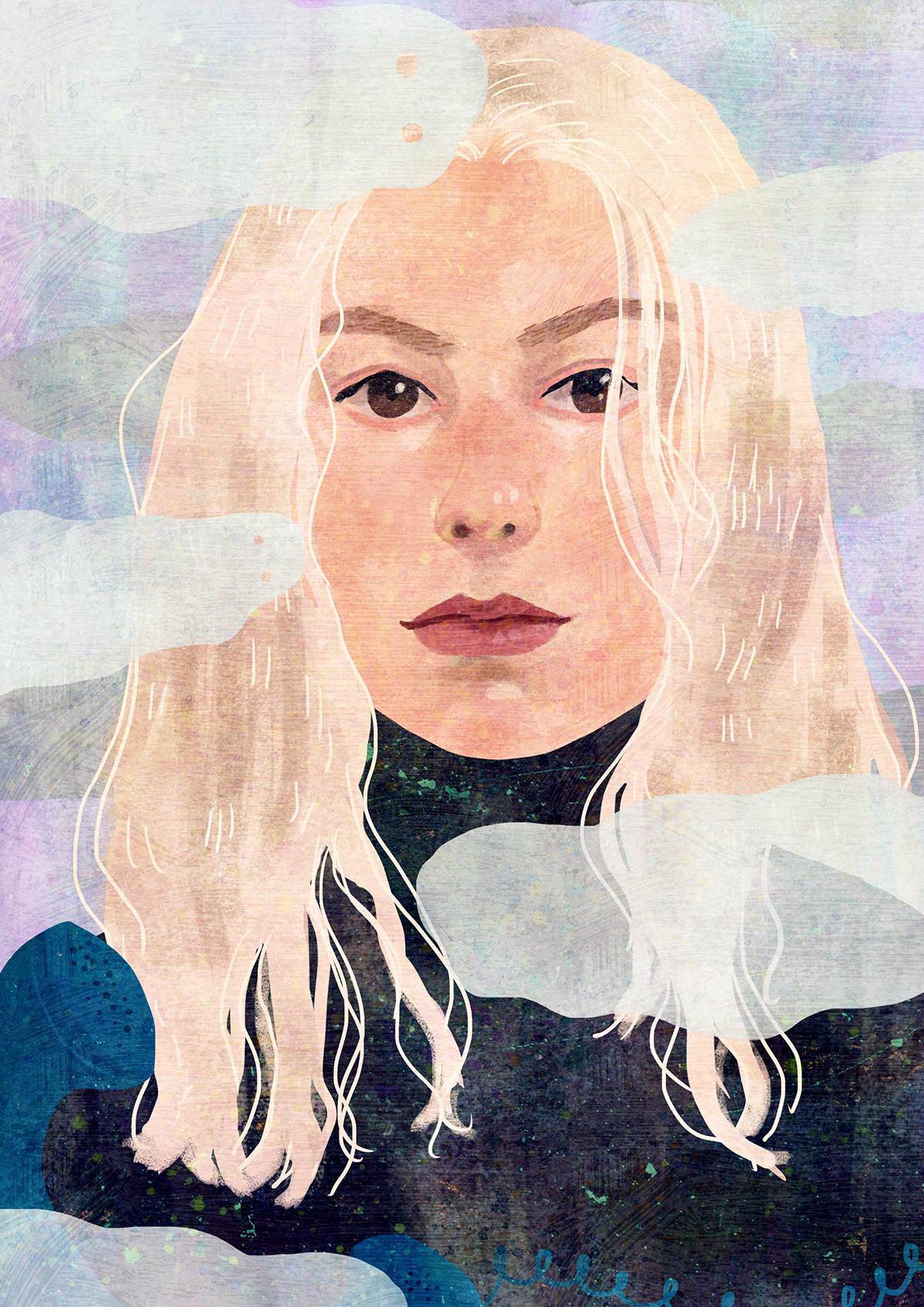 水彩风人物场景创意插画设计