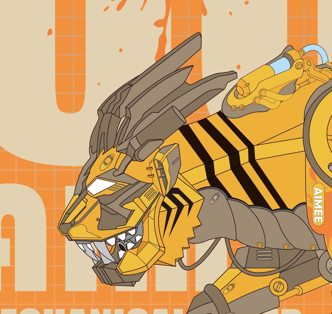 虎,虎年,赛博朋克风格,机械虎-古田路9号-品牌创意/版权保护平台