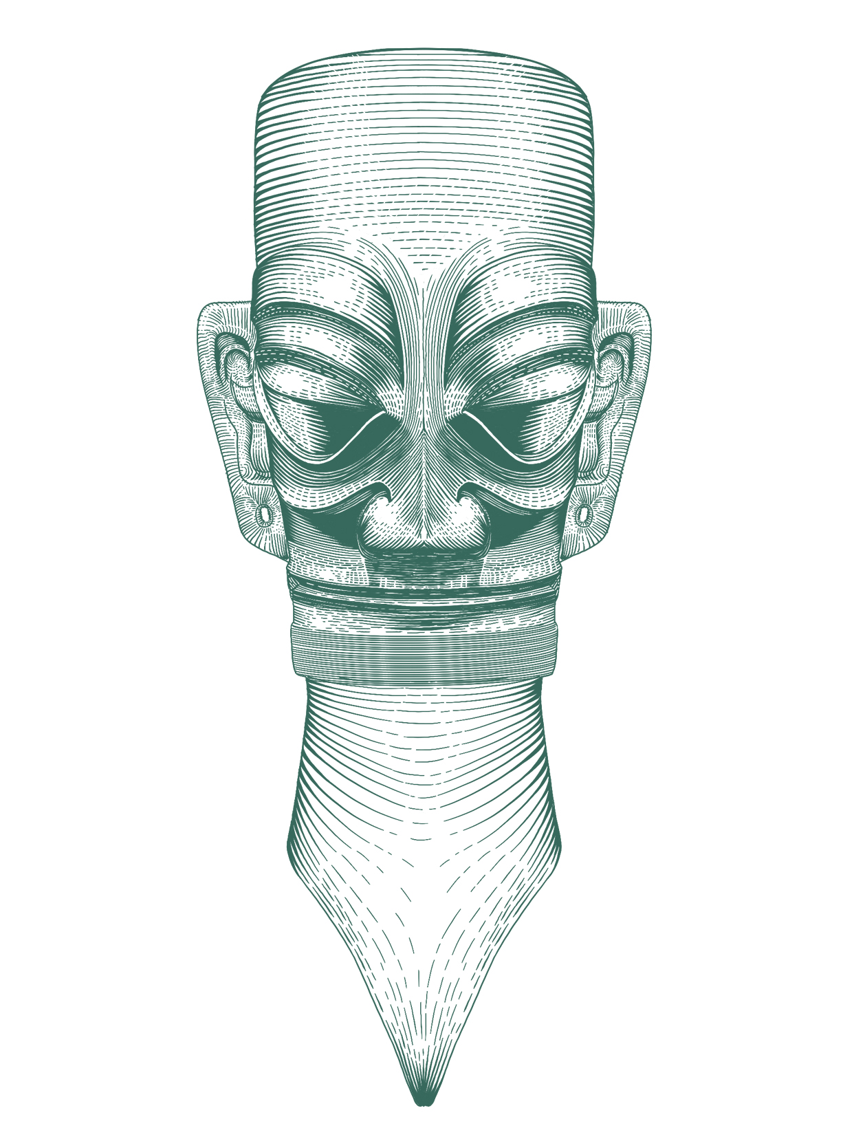 三星堆 ‖ "中国面子"青铜人像手绘-古田路9号-品牌创意/版权保护平台