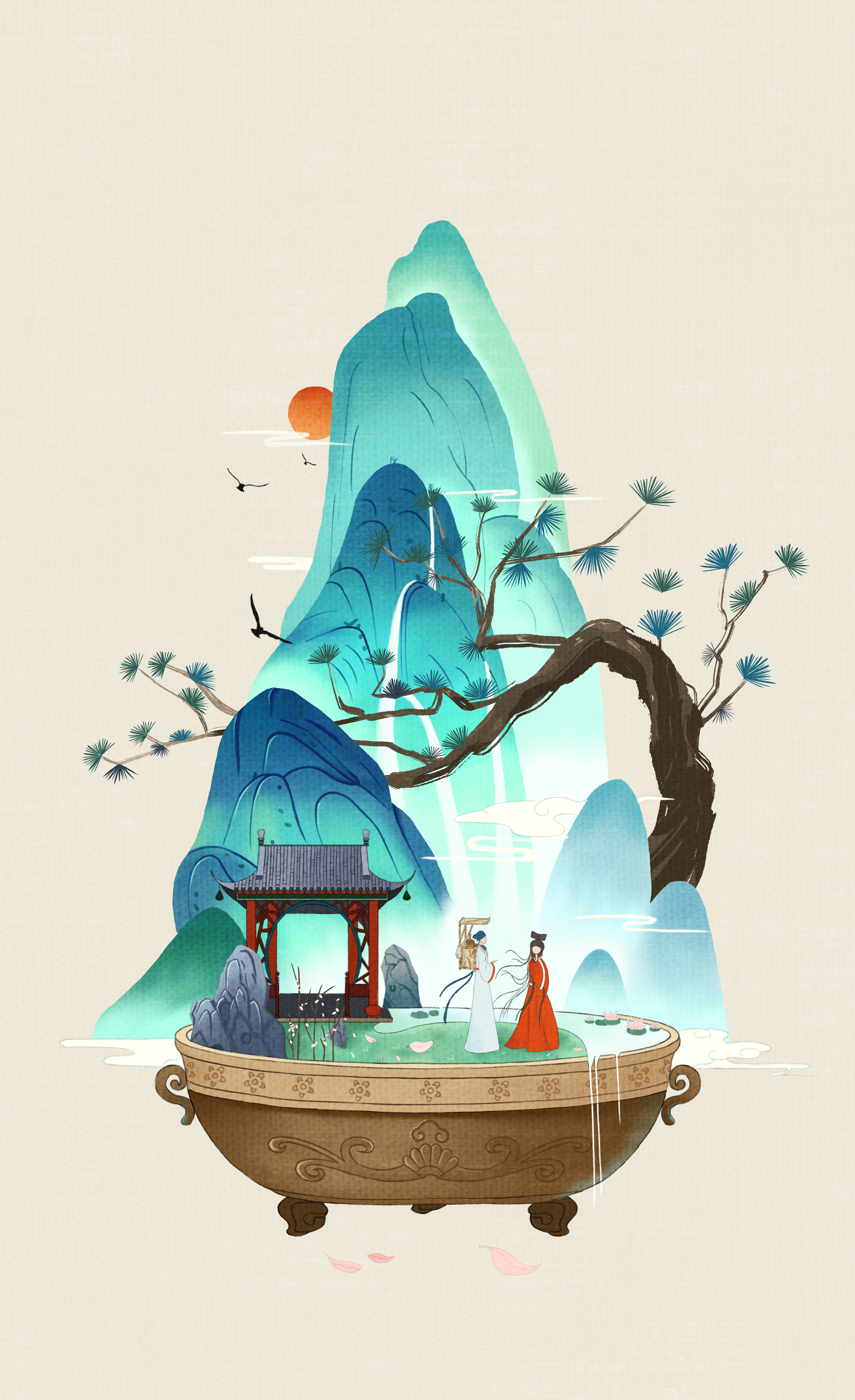 中国风插画近期练习-古田路9号-品牌创意/版权保护平台