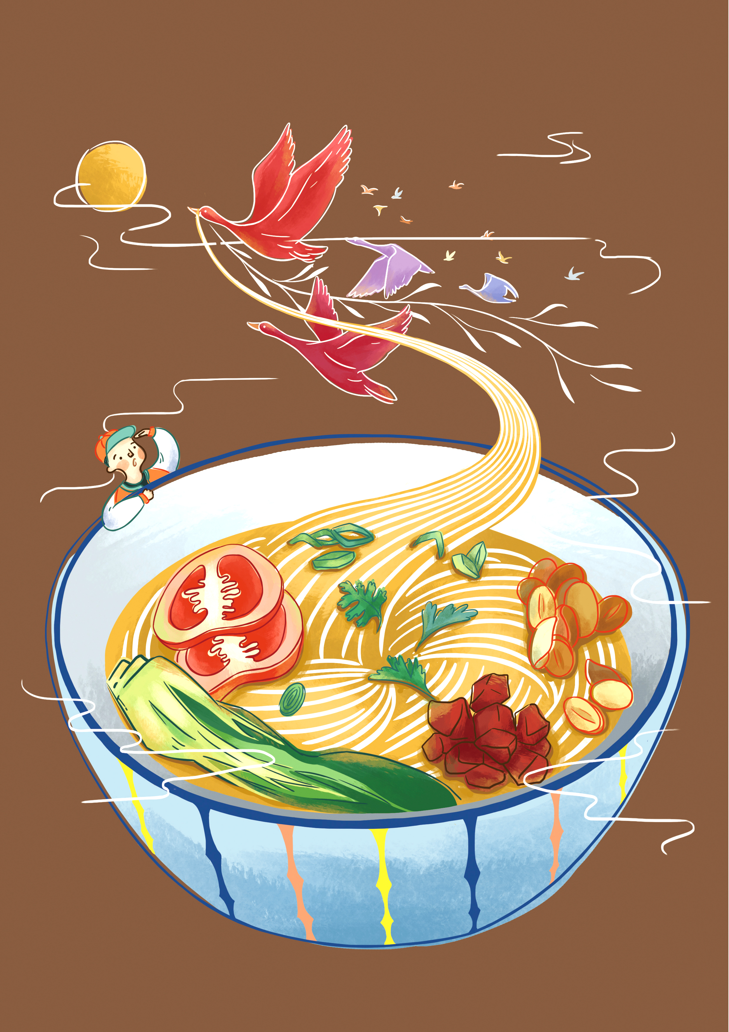 一品米粉商业插画